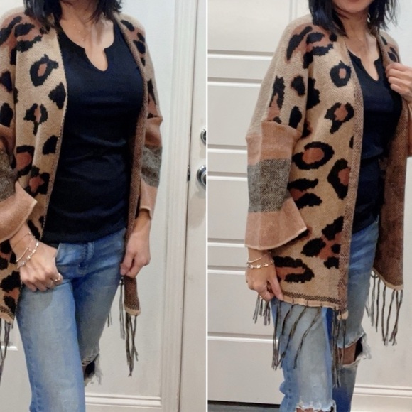 Animal Print Open Front Lightweight Cardigan Brand New - Picture 3 of 4